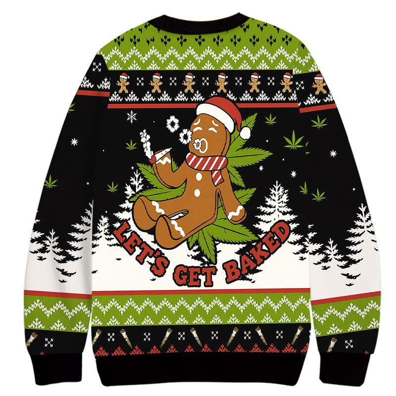 Tokyocanvas Let’s Get Baked Christmas Ugly Sweatshirt