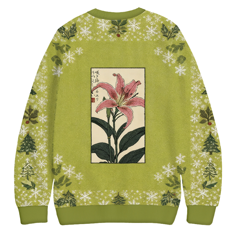 Tokyocanvas Retro Lily Christmas Ugly Sweatshirt