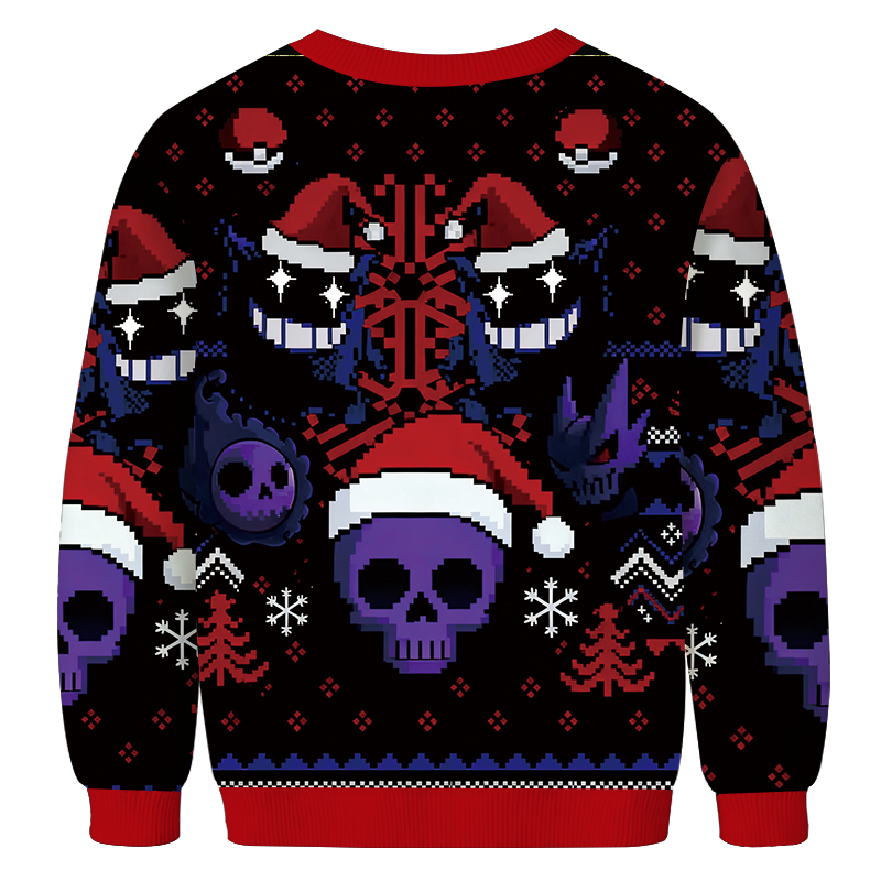 Tokyocanvas Funny Ghost Gengar Christmas Ugly Sweatshirt