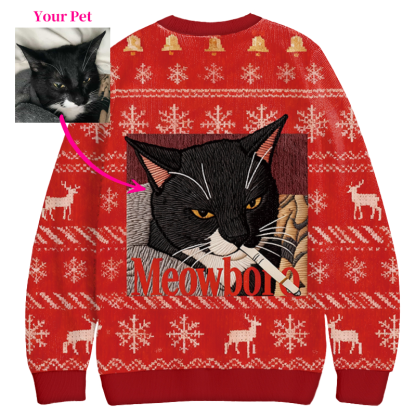 Tokyocanvas Red Custom Cigarette Christmas Ugly Sweatshirt