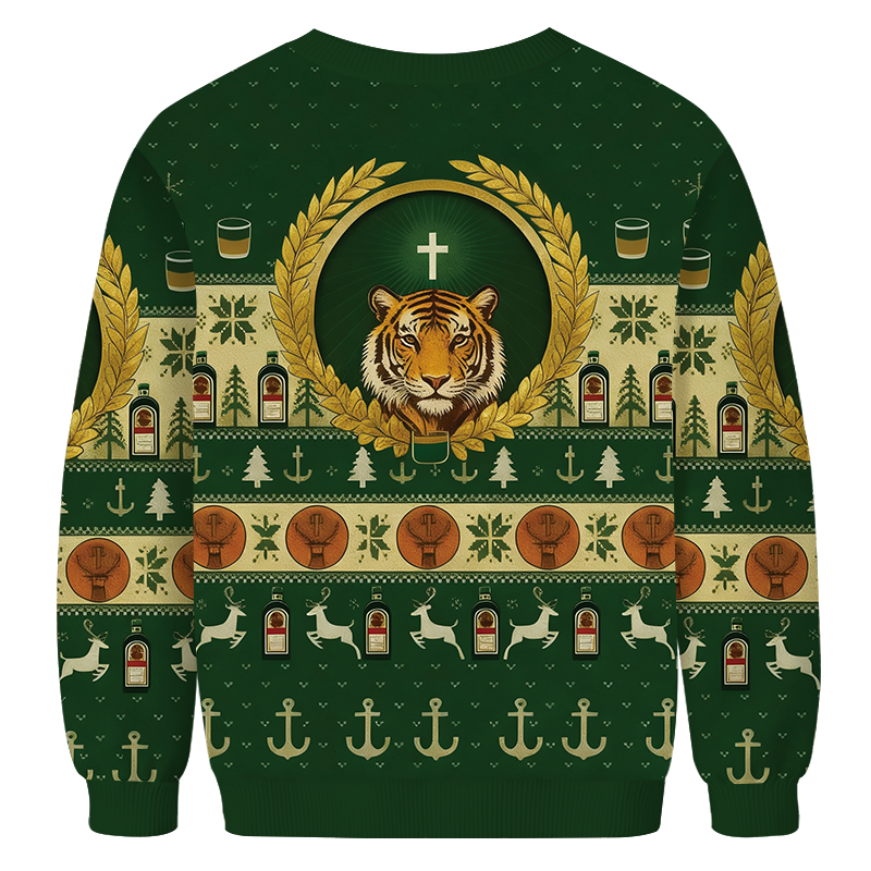 Tokyocanvas Green Tiger Christmas Ugly Sweatshirt