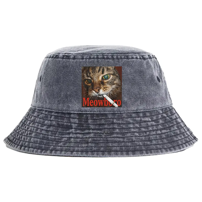 Tokyocanvas Funny Smoking Cat Meme Washed Bucket Hat