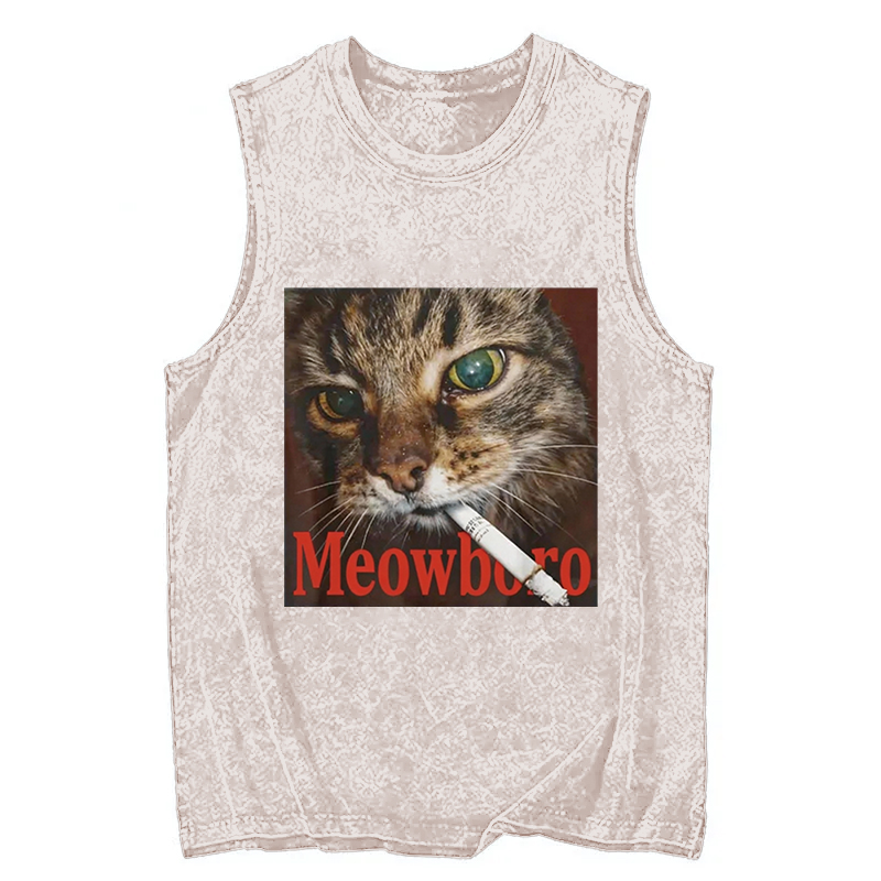 Tokyocanvas Funny Smoking Cat Meme Washed Tank