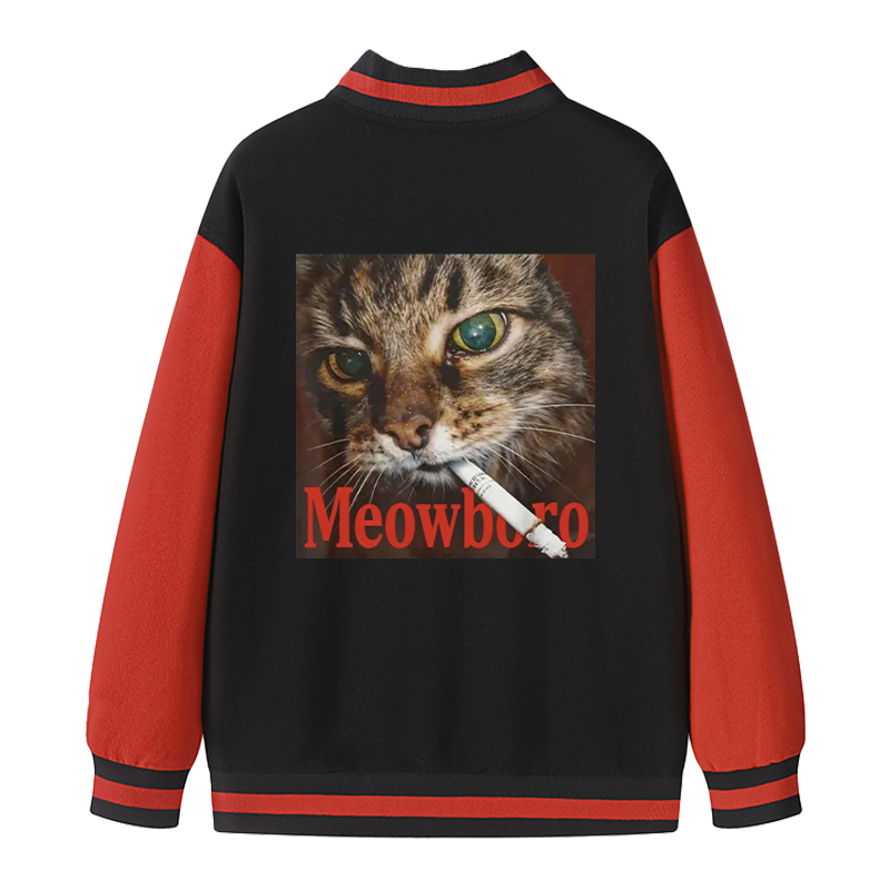 Tokyocanvas Funny Smoking Cat Meme Varsity Jacket