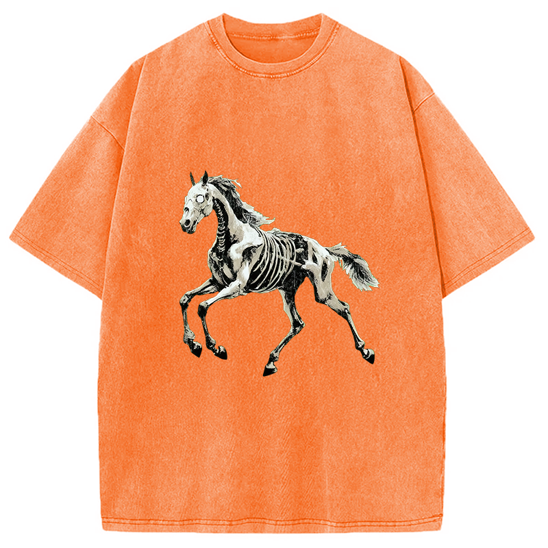 Tokyocanvas Horse Funny Meme Vintage Washed T-Shirt