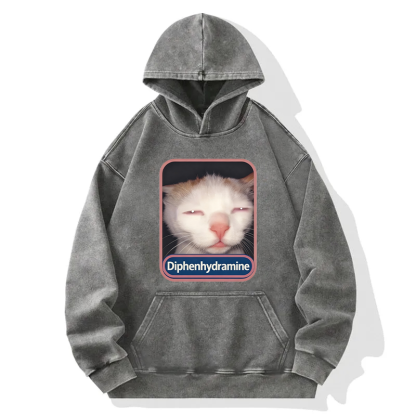 Tokyocanvas Diphenhydramine Cat Meme Washed Hoodie