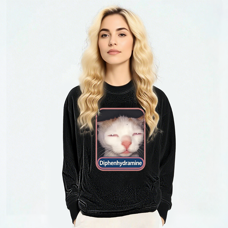 Tokyocanvas Funny Meme Cat Long Sleeve Washed T-Shirt