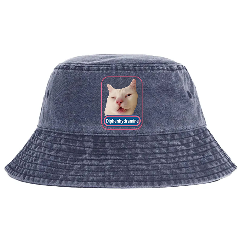 Tokyocanvas Funny Diphenhydramine Meme Cat Washed Bucket Hat