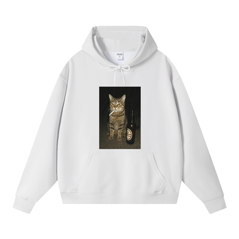 Tokyocanvas Vintage Cigarette Kitty Meme Fleece Lined Hoodie
