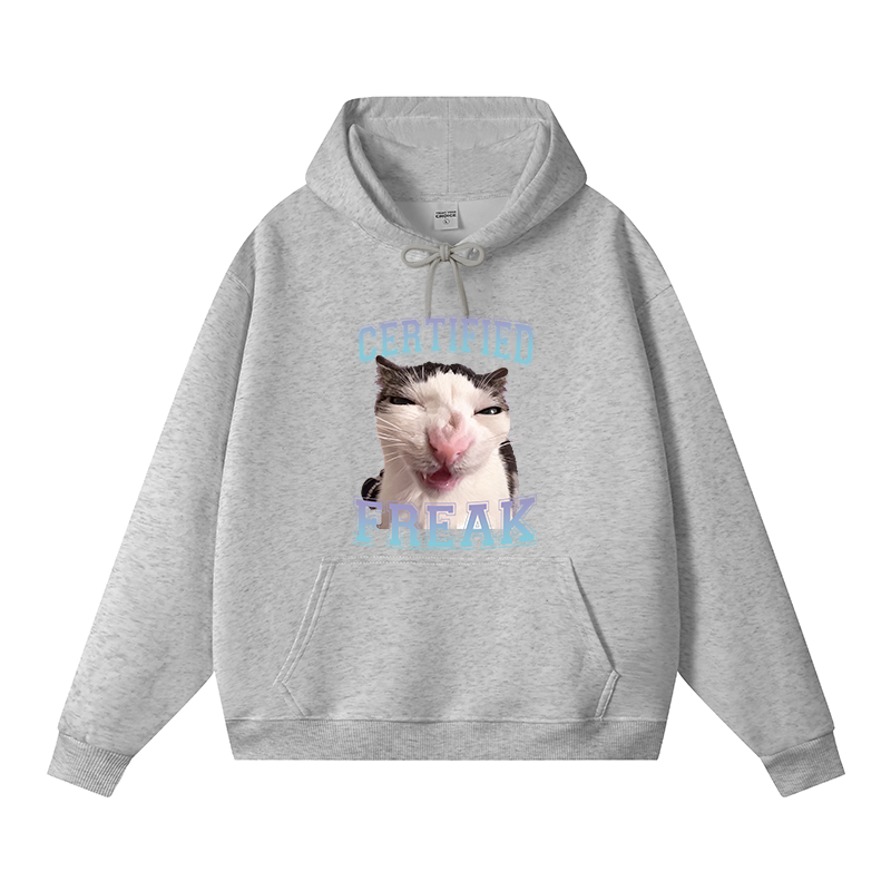 Tokyocanvas Funny Certified Freak Cat Meme Fleece Lined Hoodie