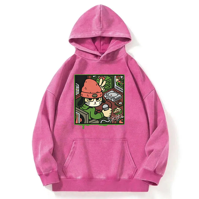 Tokyocanvas Rapper Cat Washed Hoodie