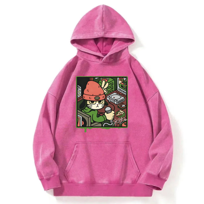Tokyocanvas Rapper Cat Washed Hoodie