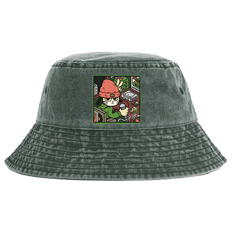 Tokyocanvas Rapper Cat Washed Bucket Hat
