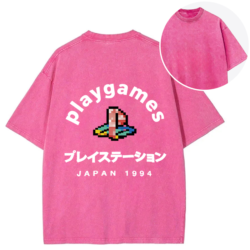 Tokyocanvas Play Games Japan Back Washed T-Shirt