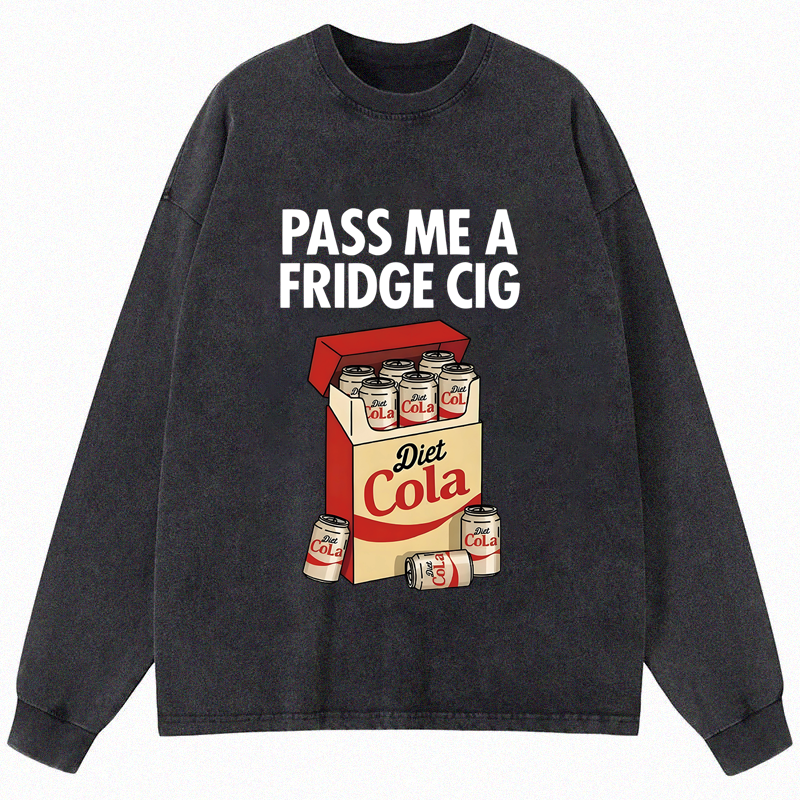 Tokyocanvas Diet Cola Cigarette Pack Long Sleeve Washed T-Shirt