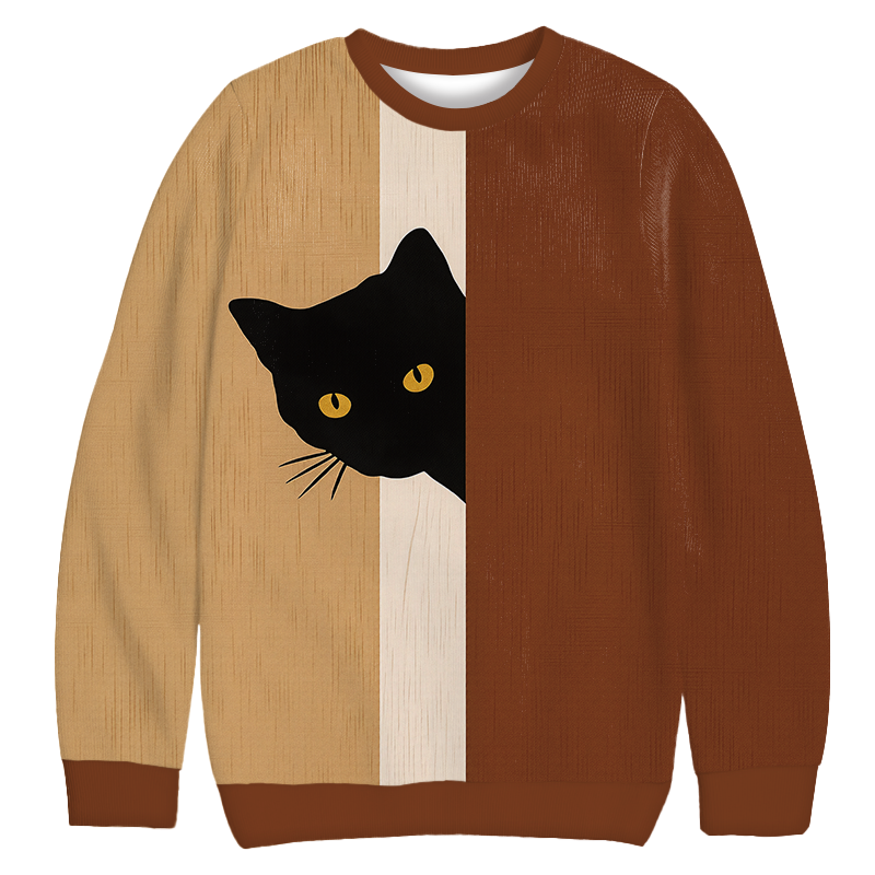 Tokyocanvas Black Cat is Watching Casual Ugly Sweatshirt