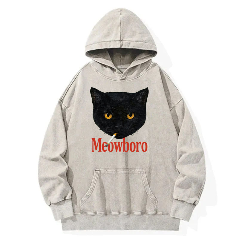 Tokyocanvas Smoking Black Cat Vintage Washed Hoodie