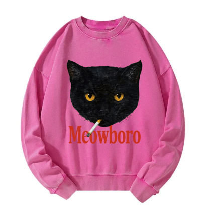 Tokyocanvas Smoking Black Cat Vintage Washed Sweatshirt