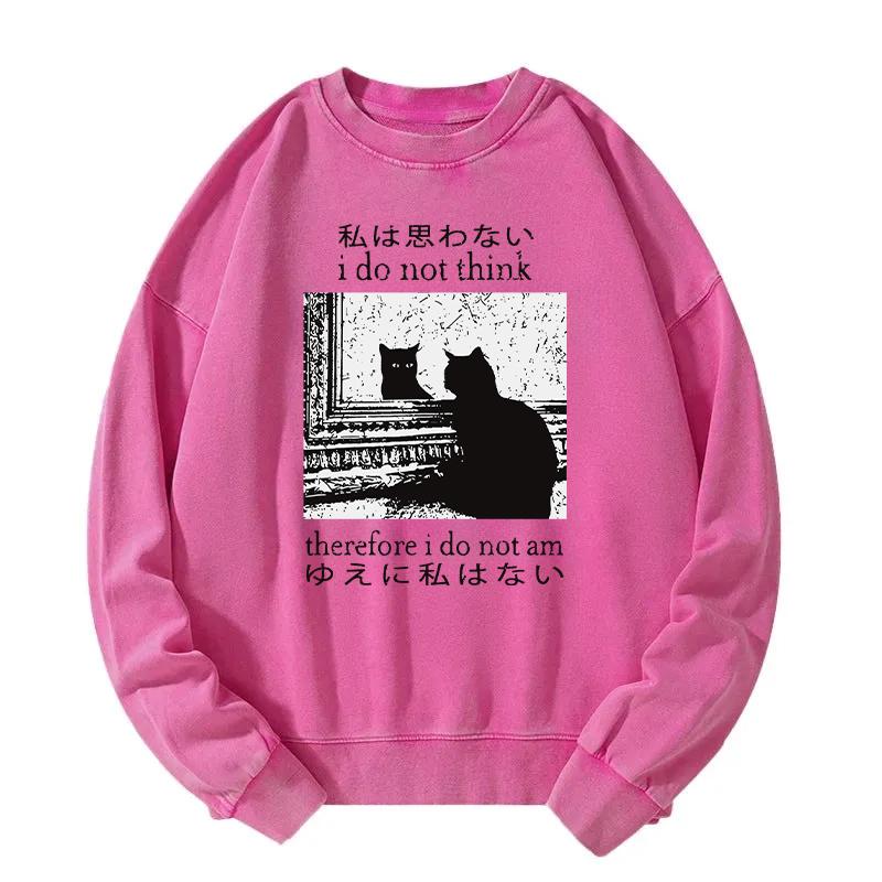 Tokyocanvas Thinking Cat Washed Sweatshirt