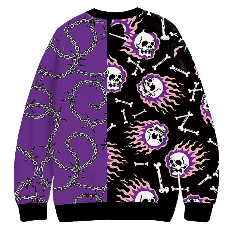 Tokyocanvas Purple Skull Casual Ugly Sweatshirt