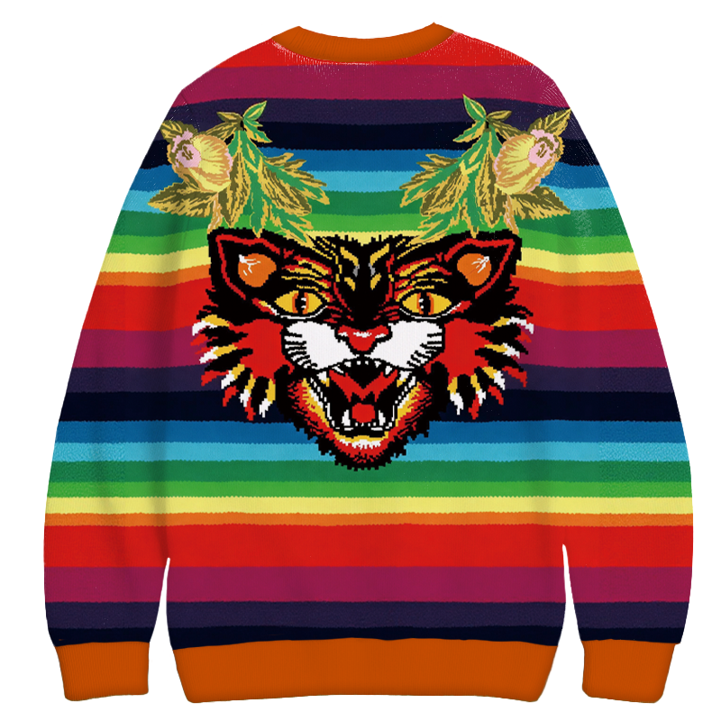 Tokyocanvas Rainbow Tiger Casual Ugly Sweatshirt