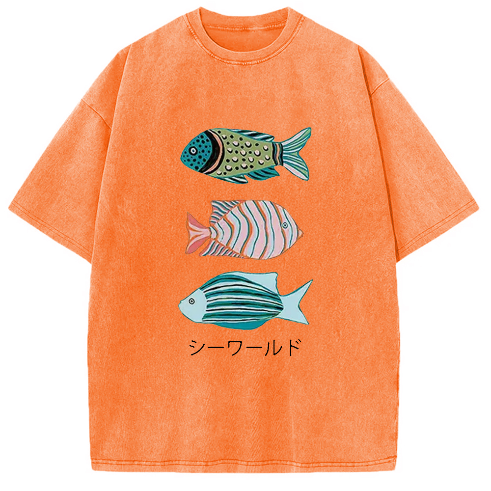 Tokyocanvas Ocean World Washed T-Shirt