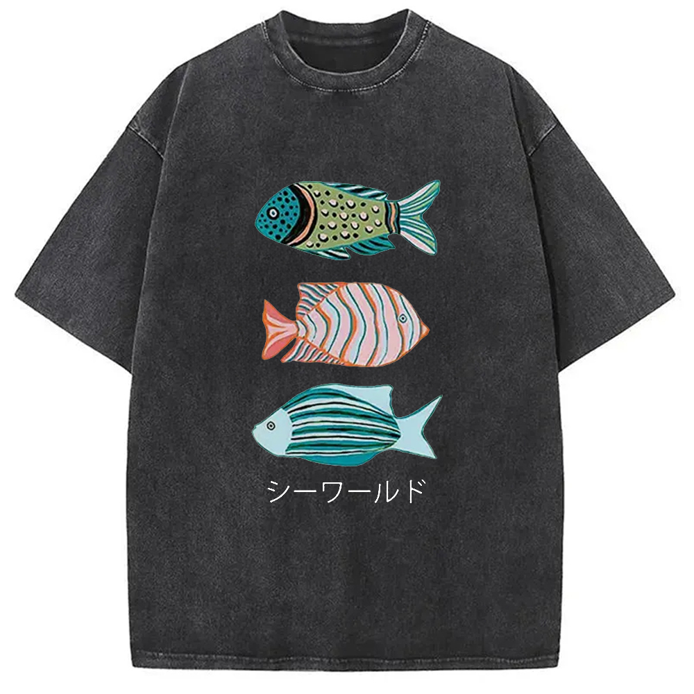 Tokyocanvas Ocean World Washed T-Shirt