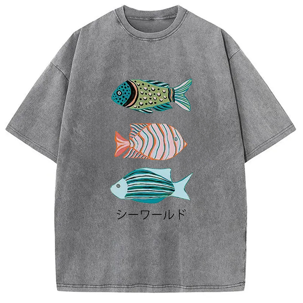 Tokyocanvas Ocean World Washed T-Shirt