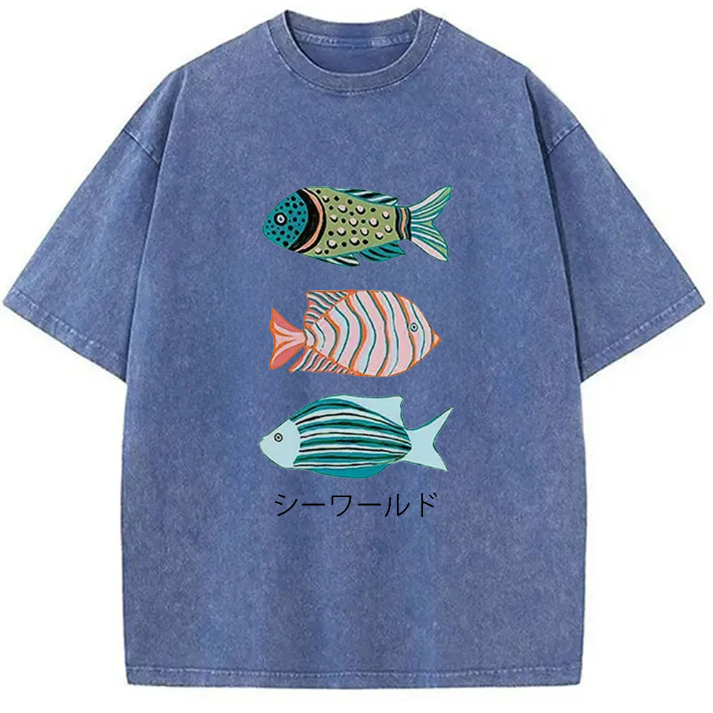 Tokyocanvas Ocean World Washed T-Shirt