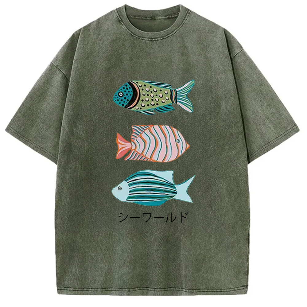 Tokyocanvas Ocean World Washed T-Shirt