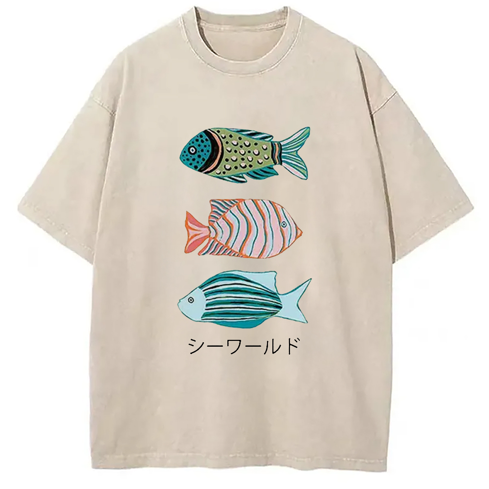 Tokyocanvas Ocean World Washed T-Shirt