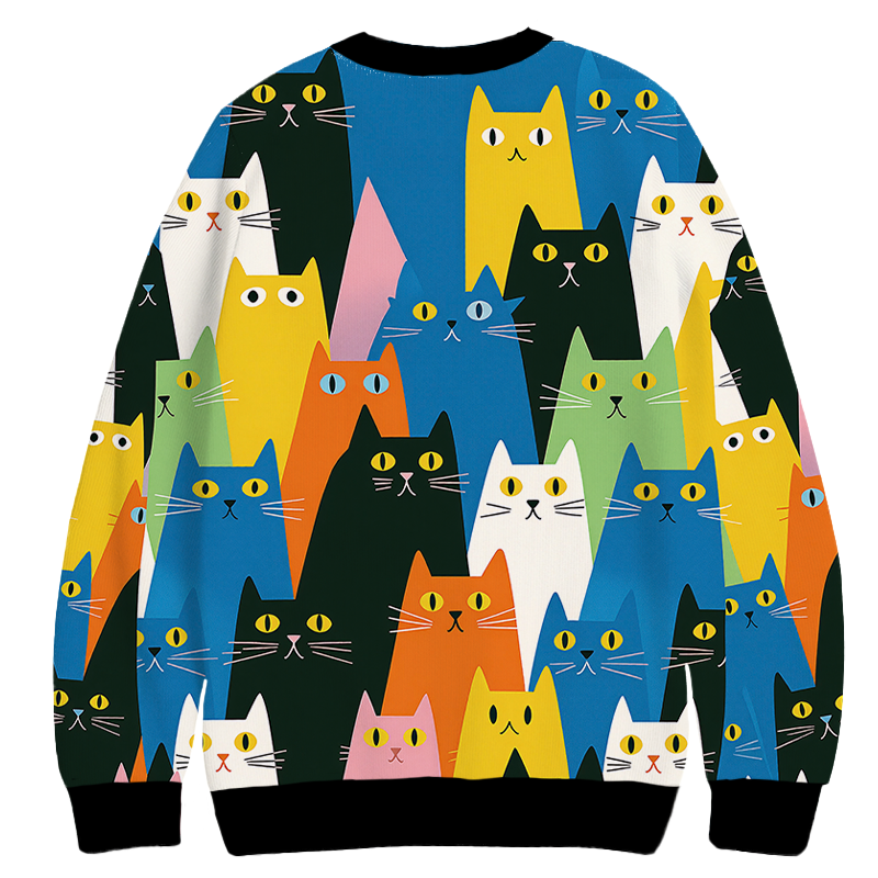 Tokyocanvas Colorful Cat Parade Casual Ugly Sweatshirt