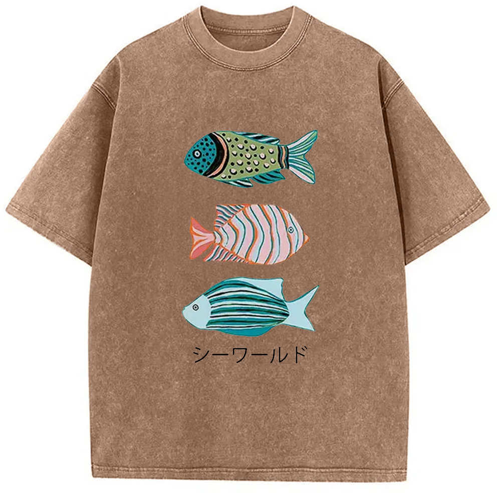 Tokyocanvas Ocean World Washed T-Shirt