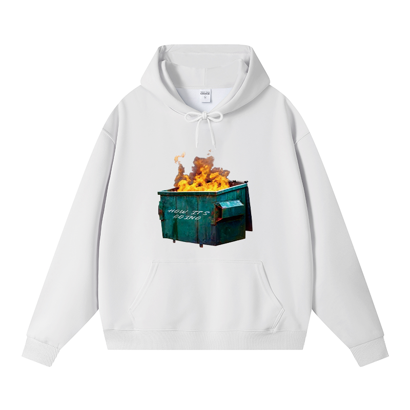 Tokyocanvas Dumpster Fire Meme Fleece Lined Hoodie