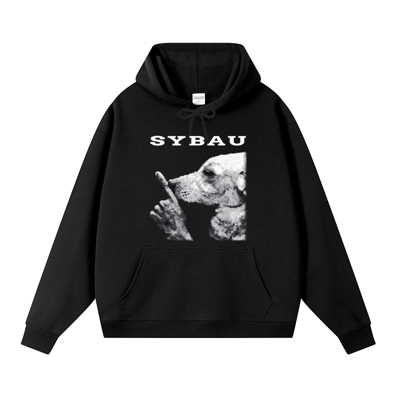 Tokyocanvas Dog Shush Meme Fleece Lined Hoodie