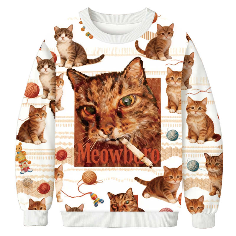 Tokyocanvas Red Funny Smoking Cat Meme Casual Ugly Sweatshirt