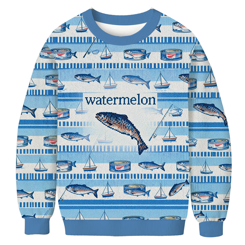Tokyocanvas Watermelon Fish Casual Ugly Sweatshirt