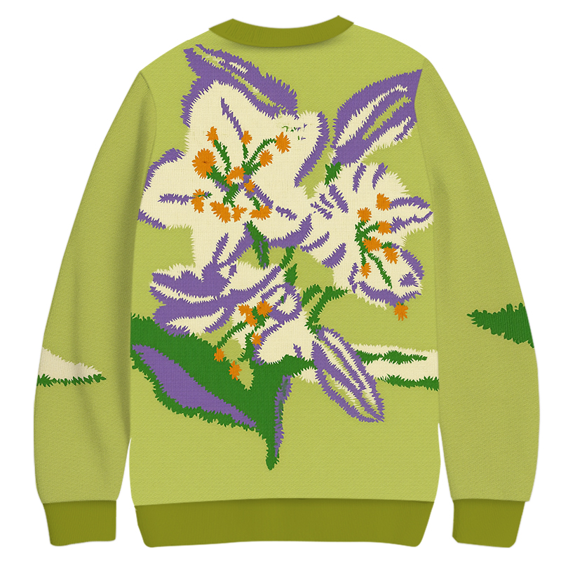 Tokyocanvas Green Lily Casual Ugly Sweatshirt
