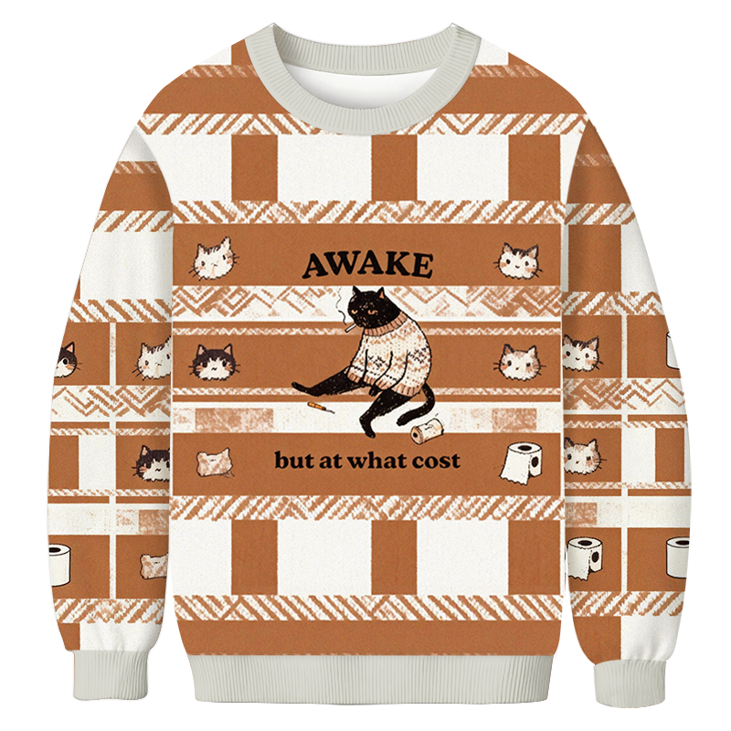 Tokyocanvas Decadent Smoking Cat Casual Ugly Sweatshirt