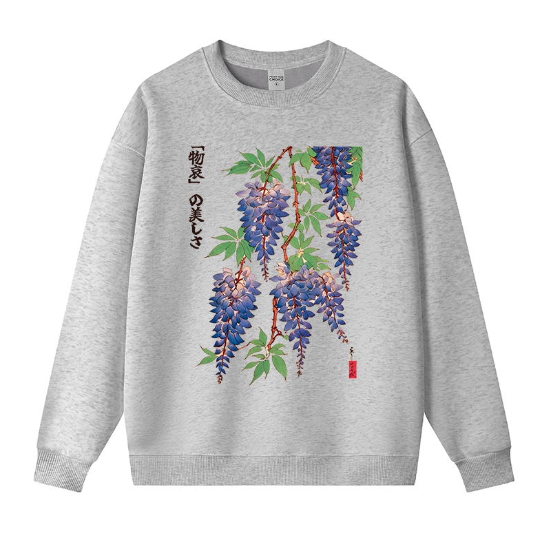Tokyocanvas Wisteria Flowers Fleece Lined Sweatshirt