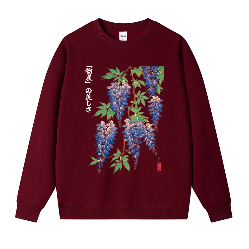 Tokyocanvas Wisteria Flowers Fleece Lined Sweatshirt
