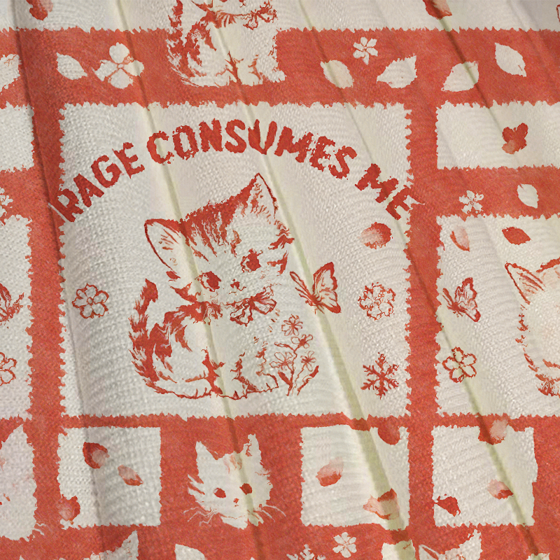 Tokyocanvas Rage Consumes Me Pink Cat Casual Ugly Sweatshirt