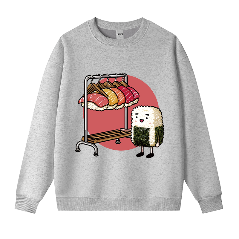 Tokyocanvas Sushi Choosing A Hat Fleece Lined Sweatshirt
