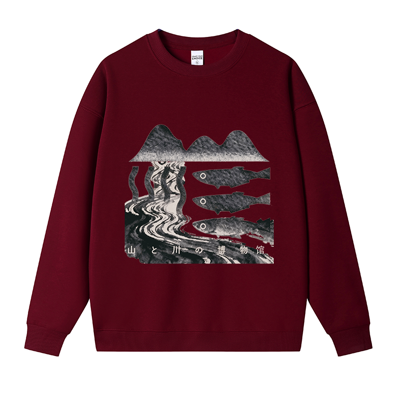 Tokyocanvas Fish Vintage Fleece Lined Sweatshirt