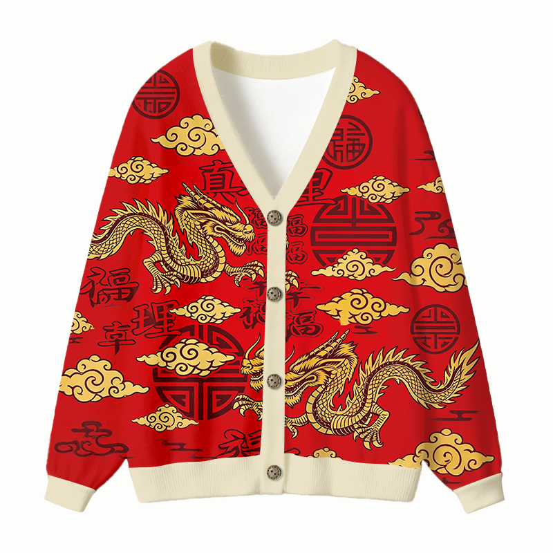 Tokyocanvas Dragon Japanese Ugly Cardigan Sweatshirt