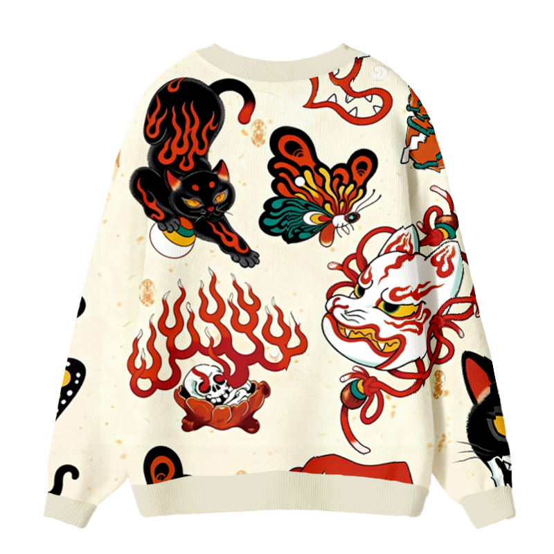 Tokyocanvas Tattoo Japanese Ugly Cardigan Sweatshirt