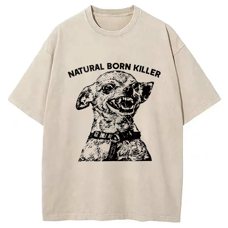 Tokyocanvas Funny Chihuahua Washed T-Shirt