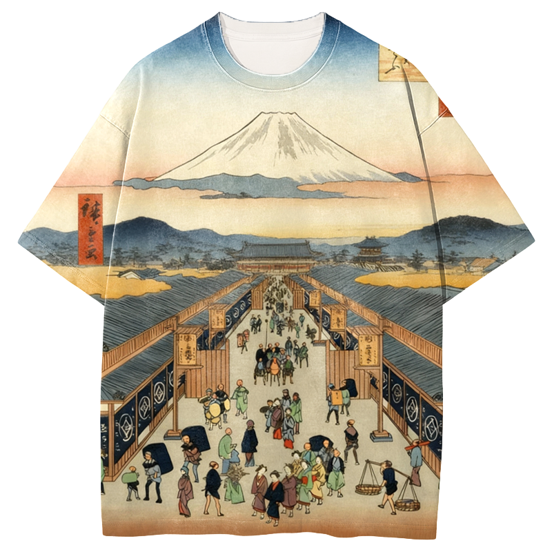 Tokyocanvas The People at the Foot of Mount Fuji Graphic Print T-Shirt