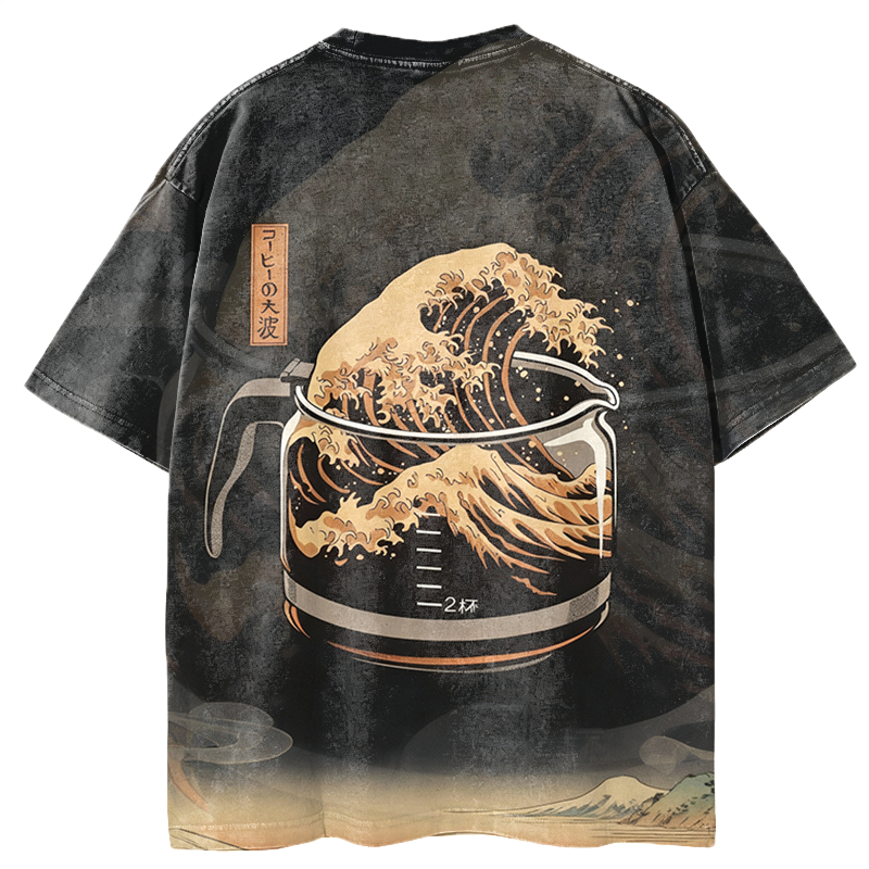 Tokyocanvas The Great Wave of Coffee Graphic Print T-Shirt