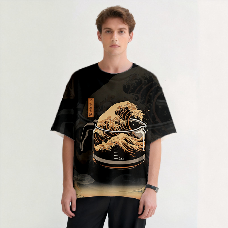 Tokyocanvas The Great Wave of Coffee Graphic Print T-Shirt